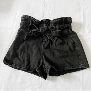 American Eagle Black Paperbag High Waist Shorts!